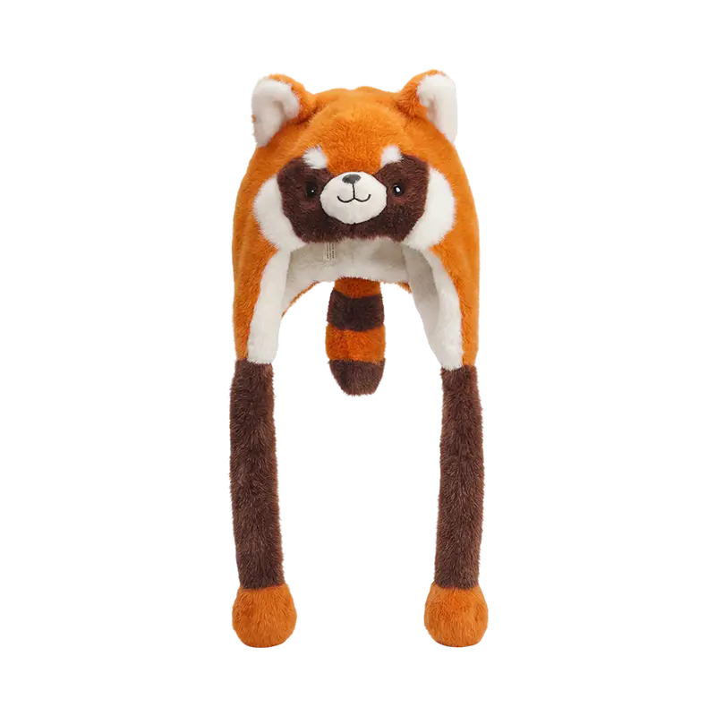 Ruskea punertava panda-pehmohattu