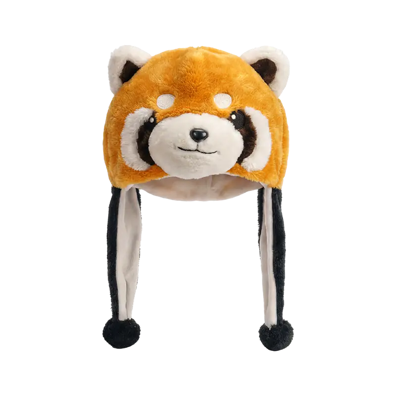 Ruskearunkoinen punainen panda-pehmohattu