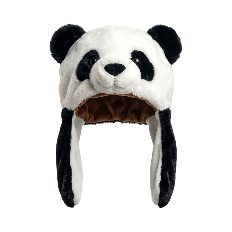 Klassinen mustavalkoinen panda-pehmohattu