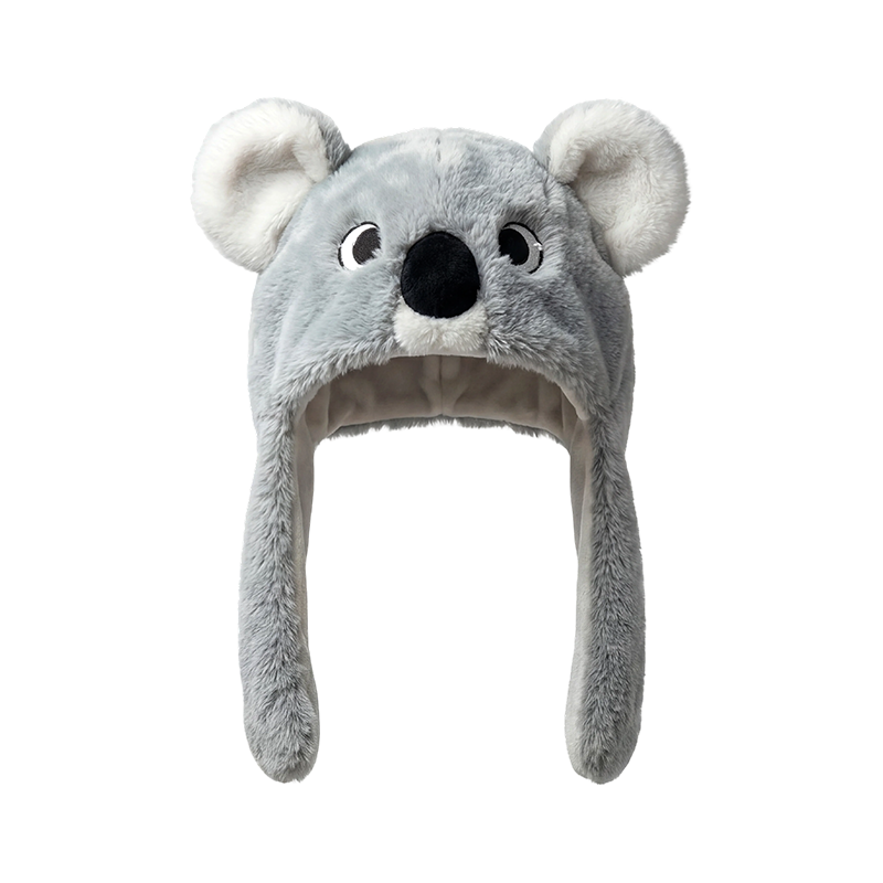 Harmaa pehmoinen koala-korvahattu