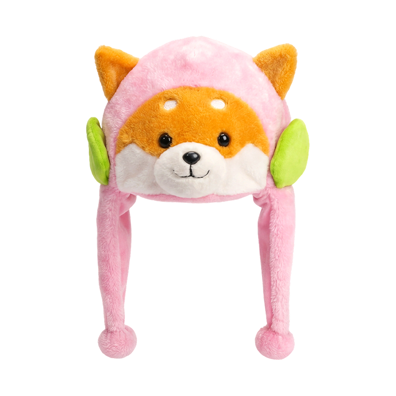 Vaaleanpunainen ihana shiba inu pehmohattu